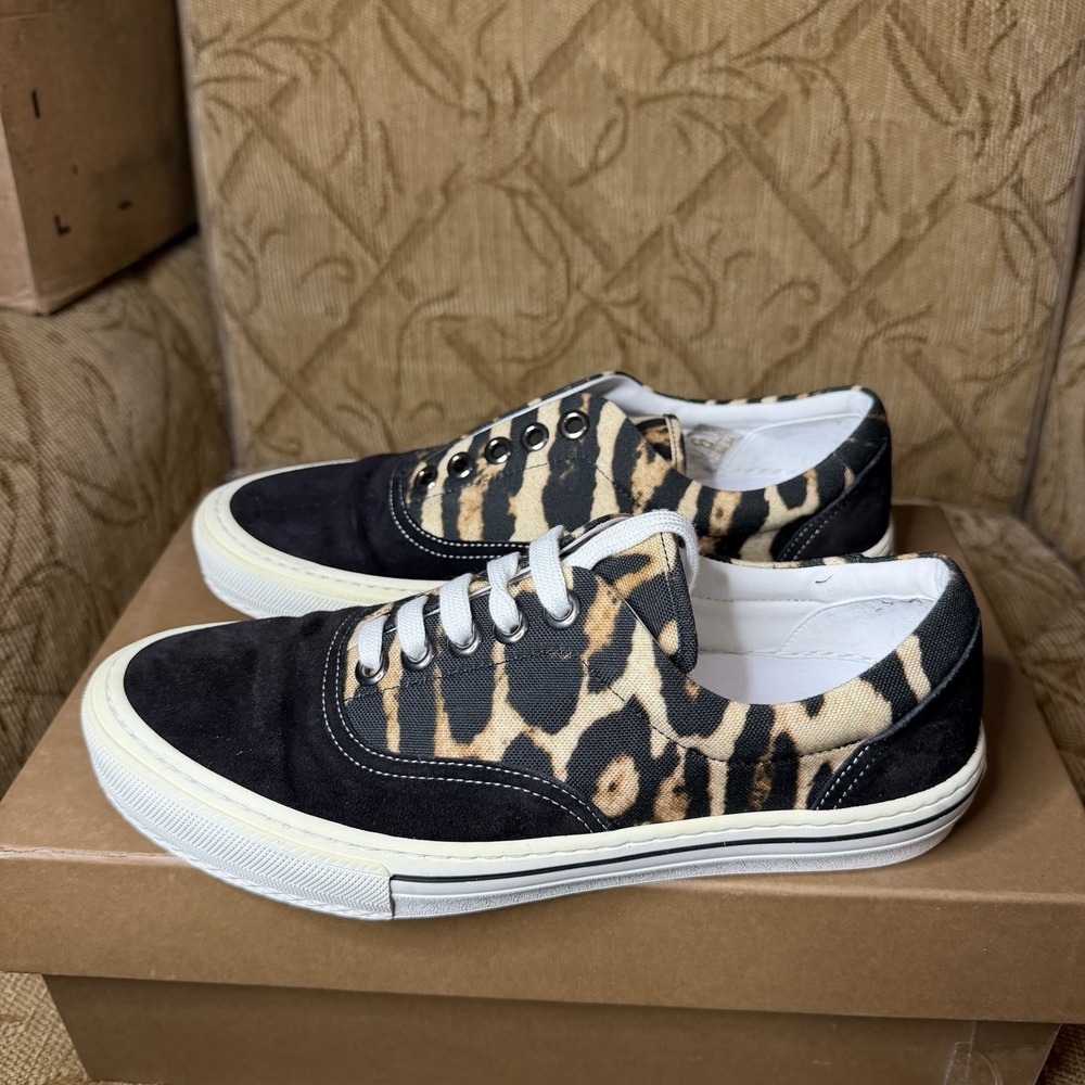 Burberry Wilson Leopard Print Low Top Sneakers, Canvas‎ Sued, Size 7 UK 6 EU 40